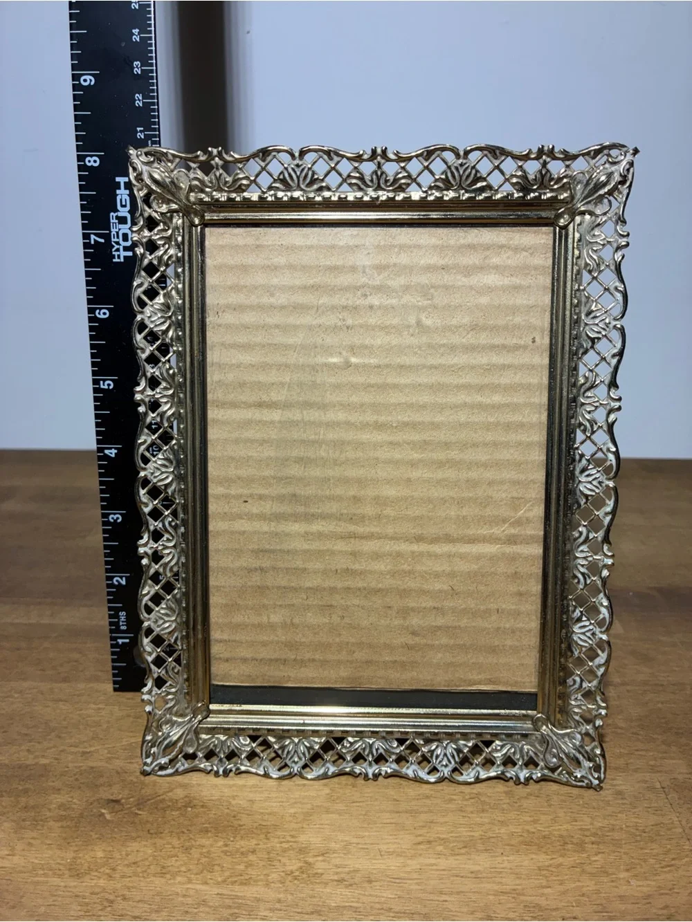 Vintage Gold Tone Filigree 5x7 Metal Picture Frame Ornate Lattice Floral